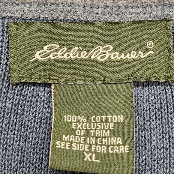 Eddie Bauer Sweater Mens XL Blue‎ Full Zip Cotton Knit Striped Jacket Preppy - Picture 4 of 10